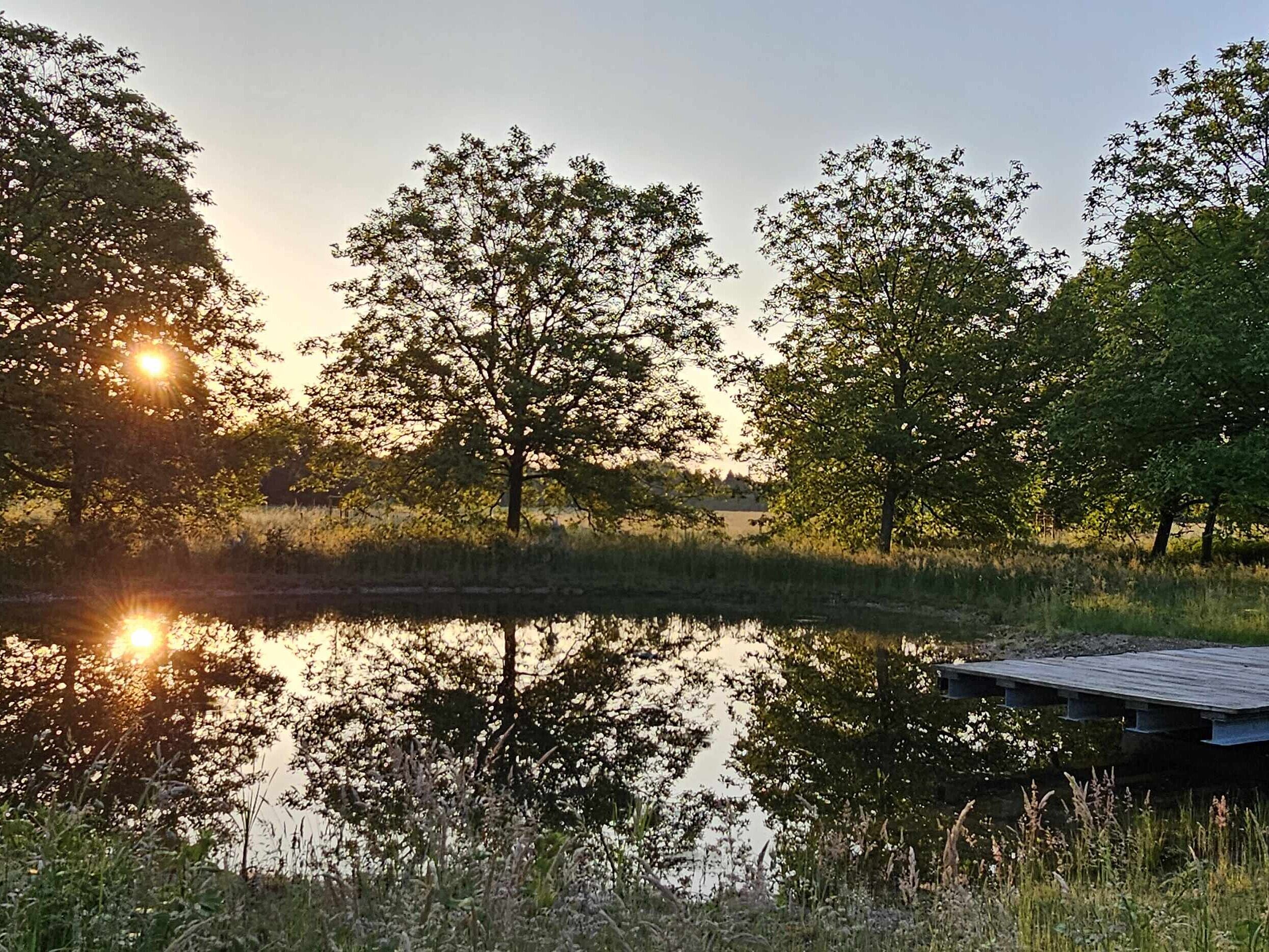 Der Teich am Haus Ripshorst bei Sonnenuntergang