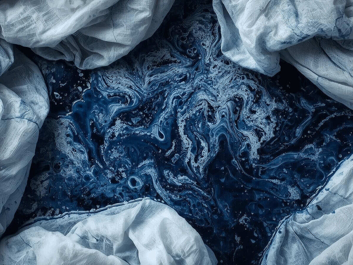 Blau eingefärbte Textilien